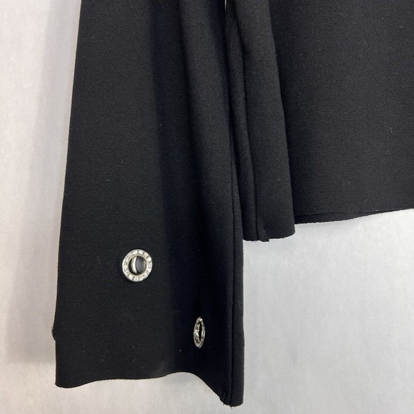 Zara Top Womens Small Black Boat Neck Rhinestone Grommet Long Sleeve Pullover - Picture 7 of 12